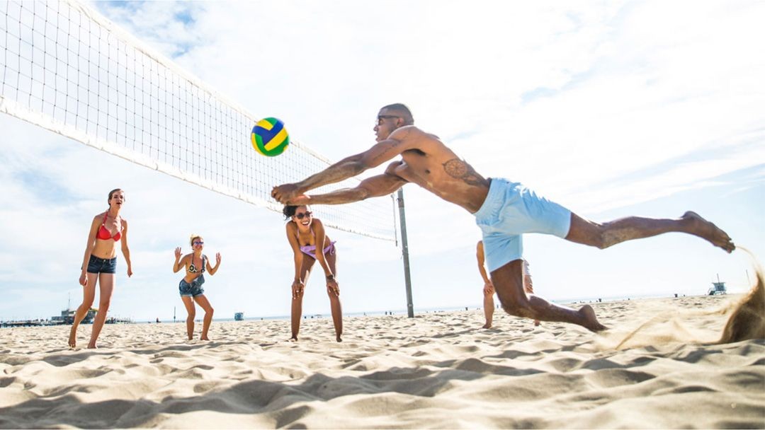 playing volleyball