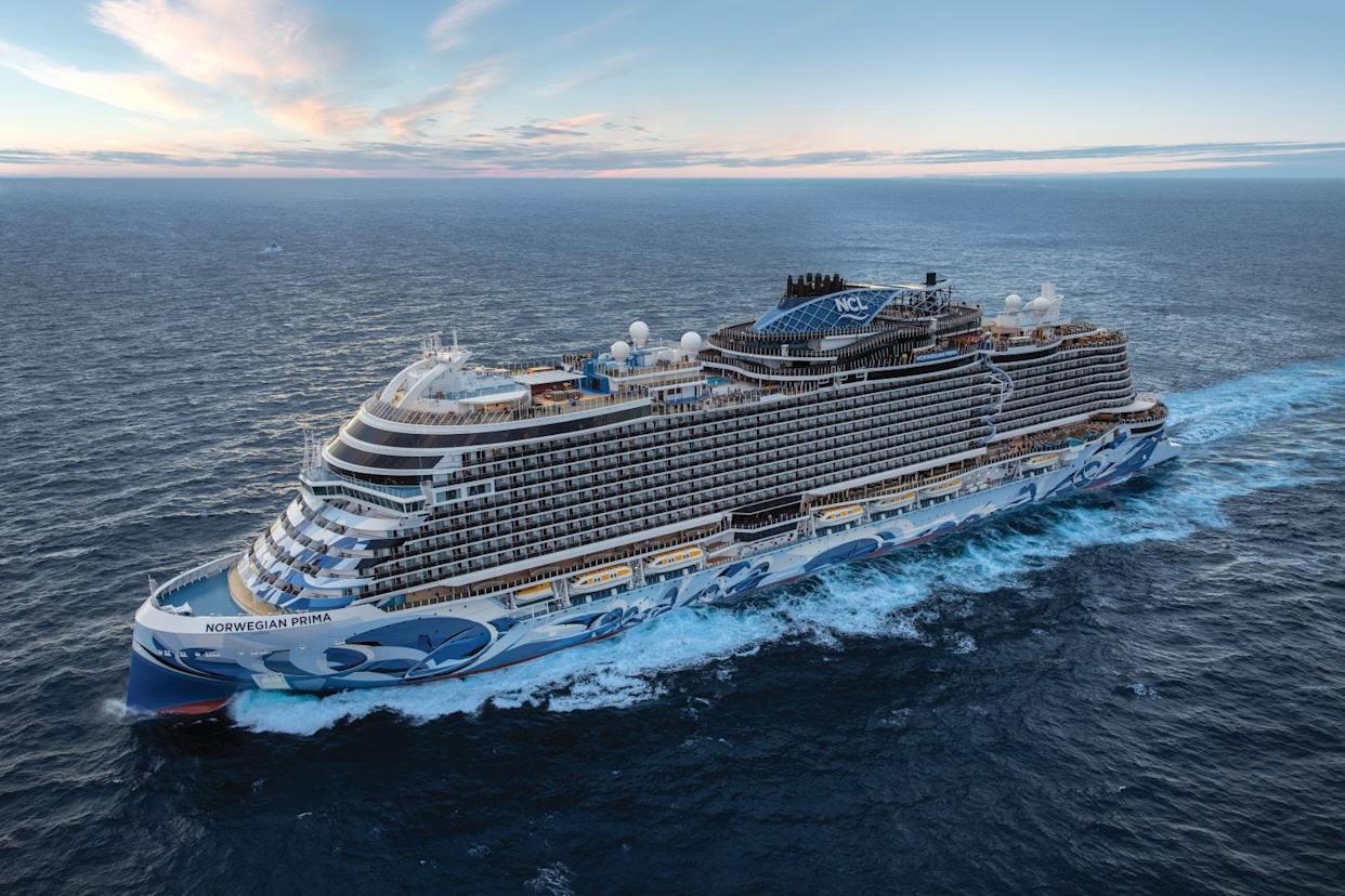 Cruise ship at sunset
